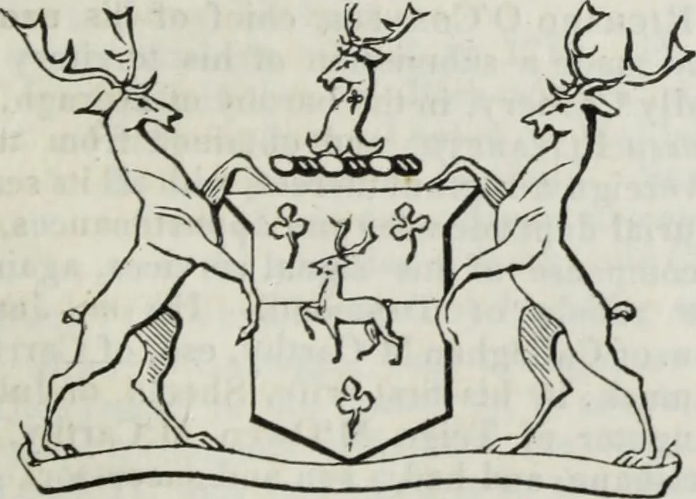 An illustration from A genealogical and heraldic history of the commoners of Great Britain and Ireland enjoying territorial possessions or high official rank, but uninvested with heritable honours, 1836, leaf 591