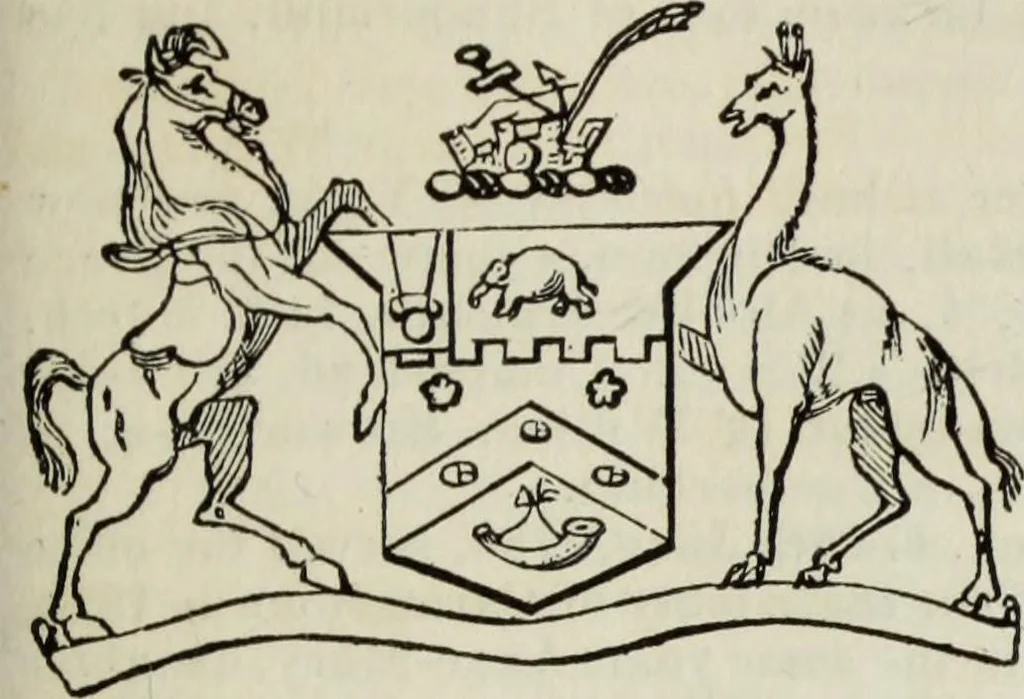 An illustration from A genealogical and heraldic history of the commoners of Great Britain and Ireland enjoying territorial possessions or high official rank, but uninvested with heritable honours, 1836, leaf 95