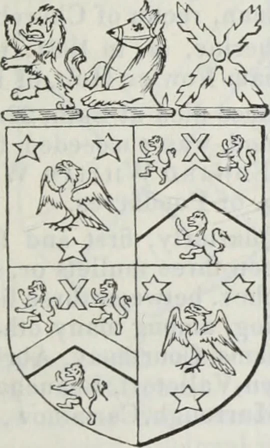 An illustration from A genealogical and heraldic history of the commoners of Great Britain and Ireland enjoying territorial possessions or high official rank, but uninvested with heritable honours, 1836, leaf 381