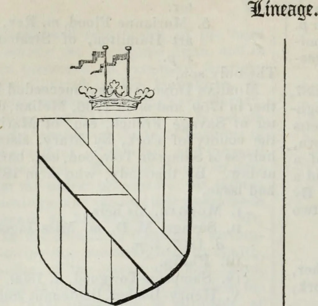 An illustration from A genealogical and heraldic history of the commoners of Great Britain and Ireland enjoying territorial possessions or high official rank, but uninvested with heritable honours, 1836, leaf 418