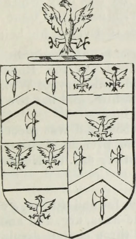 An illustration from A genealogical and heraldic history of the commoners of Great Britain and Ireland enjoying territorial possessions or high official rank, but uninvested with heritable honours, 1836, leaf 597