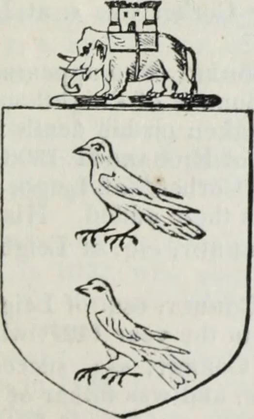An illustration from A genealogical and heraldic history of the commoners of Great Britain and Ireland enjoying territorial possessions or high official rank, but uninvested with heritable honours, 1836, leaf 645