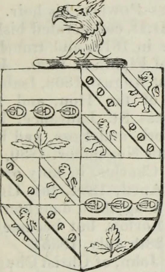 An illustration from A genealogical and heraldic history of the commoners of Great Britain and Ireland enjoying territorial possessions or high official rank, but uninvested with heritable honours, 1836, leaf 177