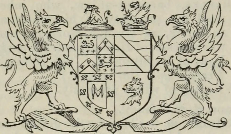 An illustration from A genealogical and heraldic history of the commoners of Great Britain and Ireland enjoying territorial possessions or high official rank, but uninvested with heritable honours, 1836, leaf 208