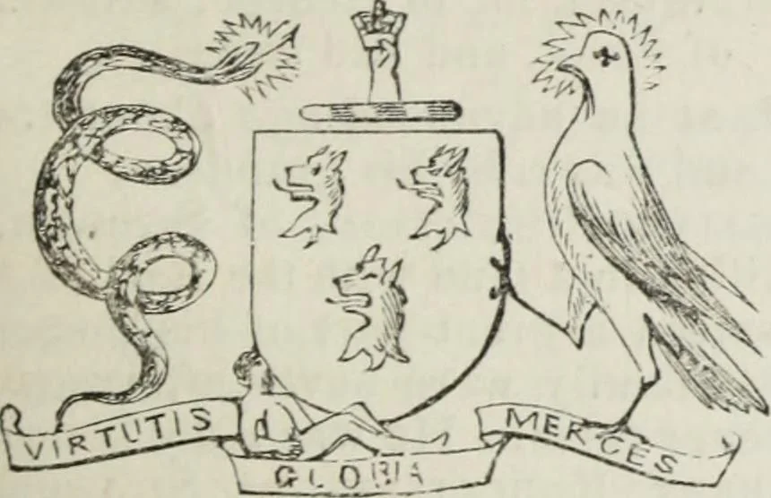 An illustration from A genealogical and heraldic history of the commoners of Great Britain and Ireland enjoying territorial possessions or high official rank, but uninvested with heritable honours, 1836, leaf 445
