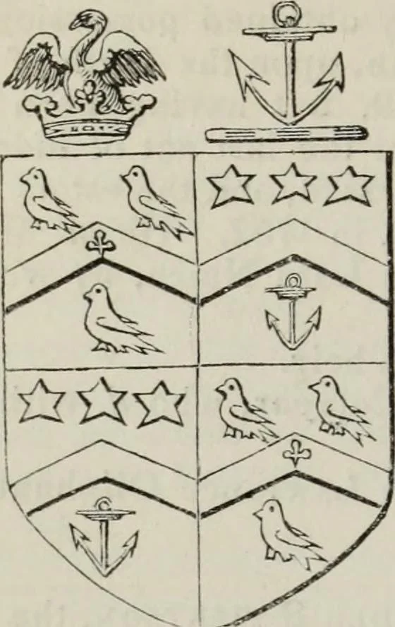 An illustration from A genealogical and heraldic history of the commoners of Great Britain and Ireland enjoying territorial possessions or high official rank, but uninvested with heritable honours, 1836, leaf 448
