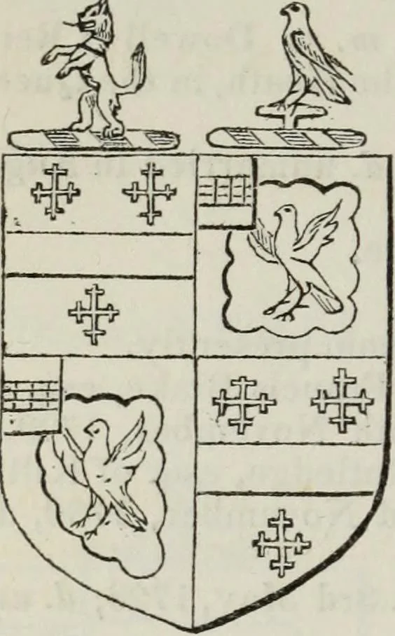 An illustration from A genealogical and heraldic history of the commoners of Great Britain and Ireland enjoying territorial possessions or high official rank, but uninvested with heritable honours, 1836, leaf 608