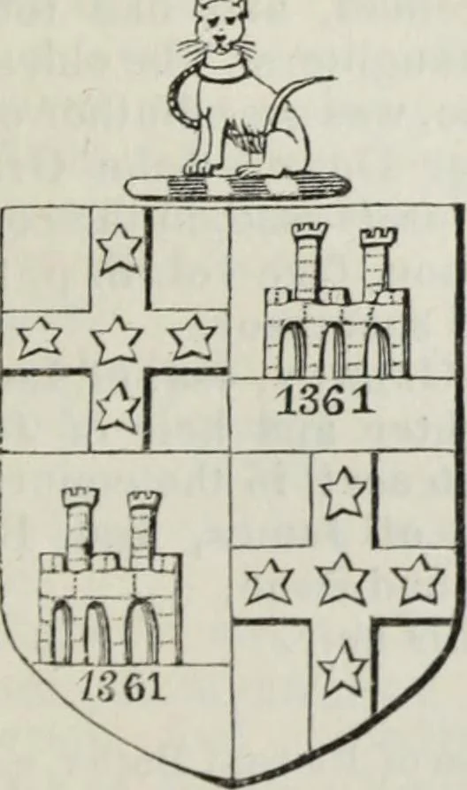 An illustration from A genealogical and heraldic history of the commoners of Great Britain and Ireland enjoying territorial possessions or high official rank, but uninvested with heritable honours, 1836, leaf 707