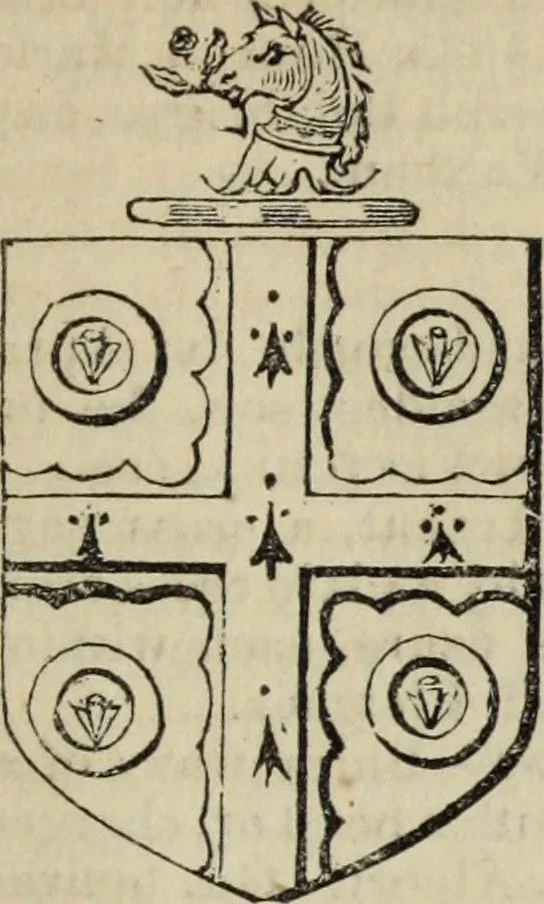 An illustration from A genealogical and heraldic history of the commoners of Great Britain and Ireland enjoying territorial possessions or high official rank, but uninvested with heritable honours, 1836, leaf 77
