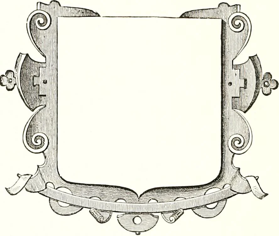 An illustration from Heraldic visitations of Wales and part of the Marches; between the years 1586 and 1613, under the authority of Clarencieux and Norroy, two kings at arms, 1846, leaf 177