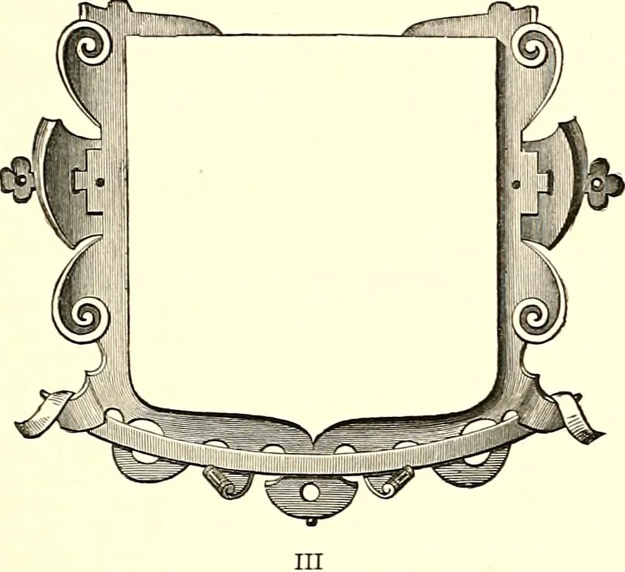 An illustration from Heraldic visitations of Wales and part of the Marches; between the years 1586 and 1613, under the authority of Clarencieux and Norroy, two kings at arms, 1846, leaf 80