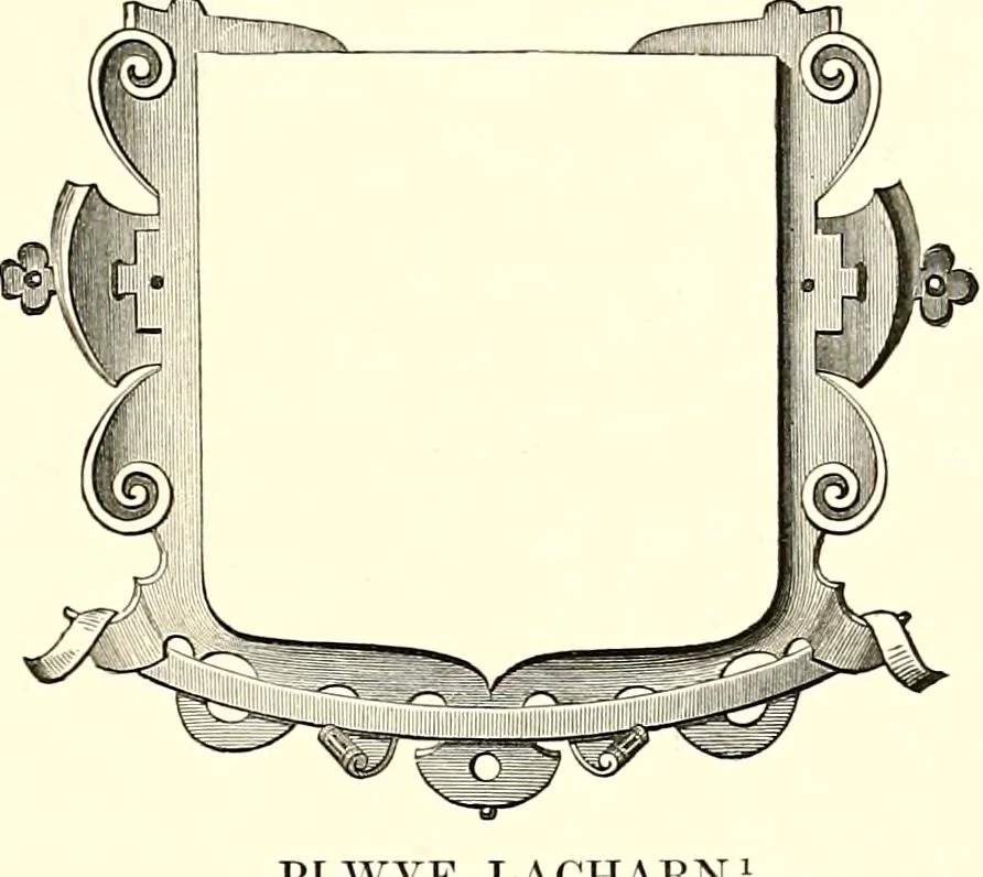 An illustration from Heraldic visitations of Wales and part of the Marches; between the years 1586 and 1613, under the authority of Clarencieux and Norroy, two kings at arms, 1846, leaf 181