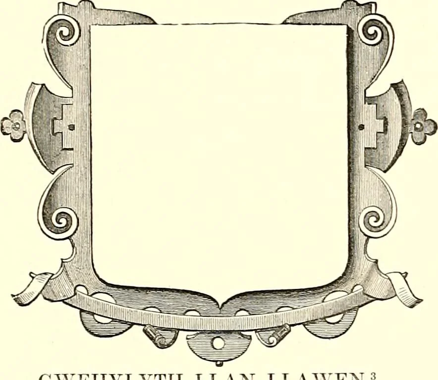An illustration from Heraldic visitations of Wales and part of the Marches; between the years 1586 and 1613, under the authority of Clarencieux and Norroy, two kings at arms, 1846, leaf 209