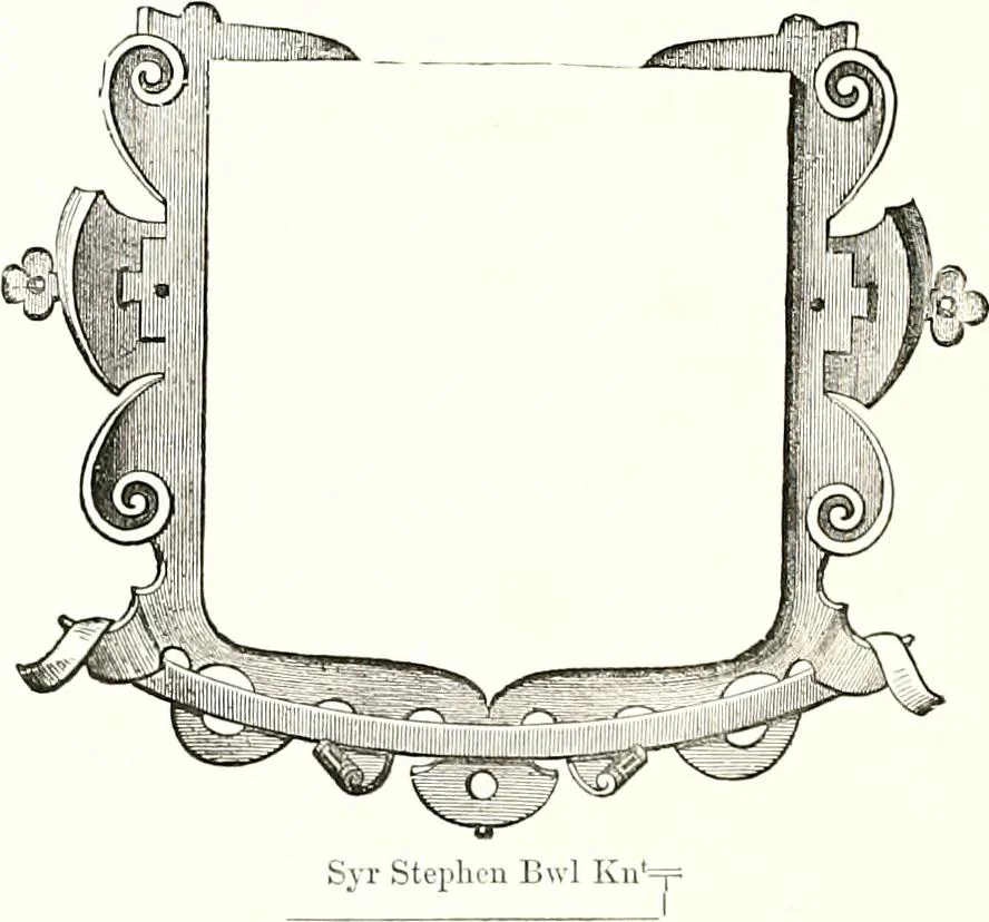 An illustration from Heraldic visitations of Wales and part of the Marches; between the years 1586 and 1613, under the authority of Clarencieux and Norroy, two kings at arms, 1846, leaf 298