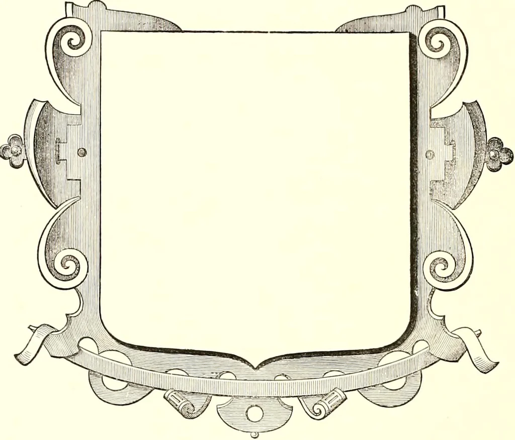An illustration from Heraldic visitations of Wales and part of the Marches; between the years 1586 and 1613, under the authority of Clarencieux and Norroy, two kings at arms, 1846, leaf 54