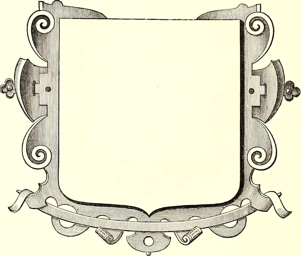 An illustration from Heraldic visitations of Wales and part of the Marches; between the years 1586 and 1613, under the authority of Clarencieux and Norroy, two kings at arms, 1846, leaf 72