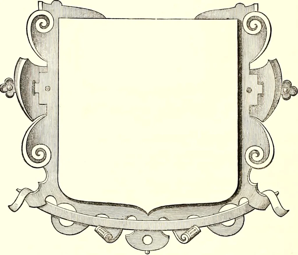 An illustration from Heraldic visitations of Wales and part of the Marches; between the years 1586 and 1613, under the authority of Clarencieux and Norroy, two kings at arms, 1846, leaf 92