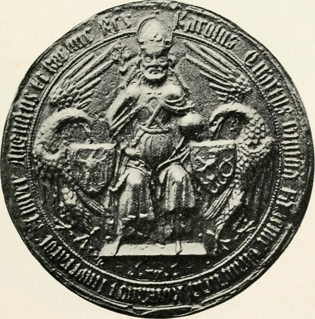 An illustration from Heraldry as art : an account of its development and practice, chiefly in England, 1907, leaf 109