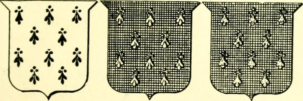 An illustration from Heraldry illustrated. Being a short account of the origin and history of heraldry and an explanation of its nature, with practical directions for drawing and painting coats of arms, to which is added a glossary of the terms used in the science of heraldry .., 1897, leaf 141