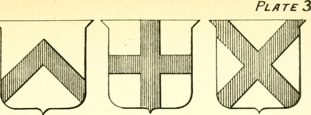 An illustration from Heraldry illustrated. Being a short account of the origin and history of heraldry and an explanation of its nature, with practical directions for drawing and painting coats of arms, to which is added a glossary of the terms used in the science of heraldry .., 1897, leaf 143
