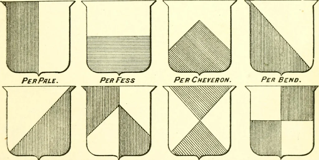 An illustration from Heraldry illustrated. Being a short account of the origin and history of heraldry and an explanation of its nature, with practical directions for drawing and painting coats of arms, to which is added a glossary of the terms used in the science of heraldry .., 1897, leaf 143