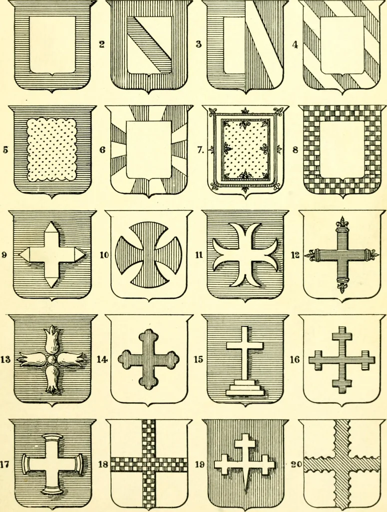 An illustration from Heraldry illustrated. Being a short account of the origin and history of heraldry and an explanation of its nature, with practical directions for drawing and painting coats of arms, to which is added a glossary of the terms used in the science of heraldry .., 1897, leaf 145