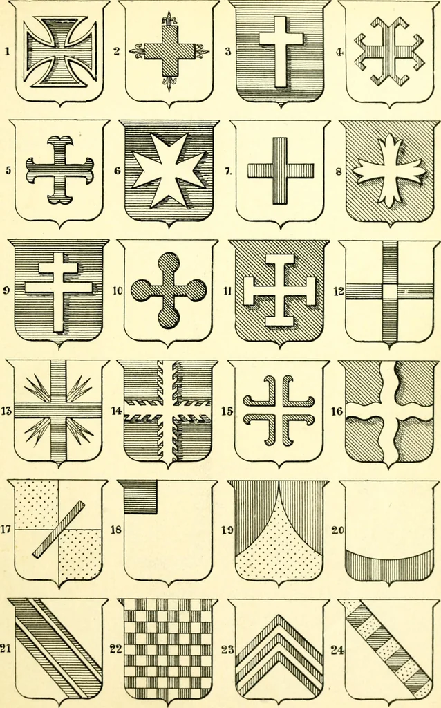 An illustration from Heraldry illustrated. Being a short account of the origin and history of heraldry and an explanation of its nature, with practical directions for drawing and painting coats of arms, to which is added a glossary of the terms used in the science of heraldry .., 1897, leaf 147