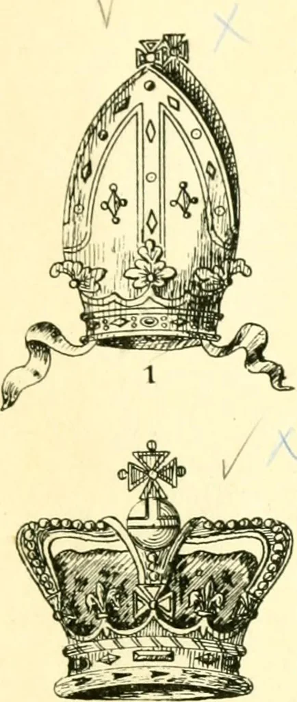 An illustration from Heraldry illustrated. Being a short account of the origin and history of heraldry and an explanation of its nature, with practical directions for drawing and painting coats of arms, to which is added a glossary of the terms used in the science of heraldry .., 1897, leaf 189