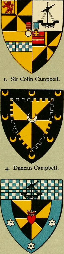 An illustration from The heraldry of the Campbells, with notes on all the males of the family, descriptions of the arms, plates and pedigrees, 1920, leaf 95