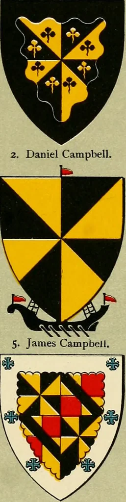 An illustration from The heraldry of the Campbells, with notes on all the males of the family, descriptions of the arms, plates and pedigrees, 1920, leaf 95