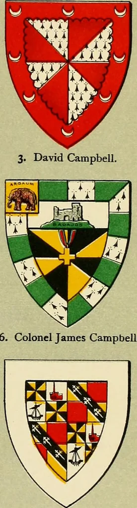 An illustration from The heraldry of the Campbells, with notes on all the males of the family, descriptions of the arms, plates and pedigrees, 1920, leaf 95