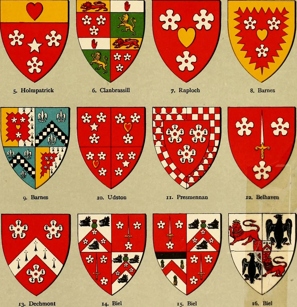 An illustration from The heraldry of the Hamiltons; with notes on all the males of the family, description of the arms, plates and pedigrees, 1909, leaf 175