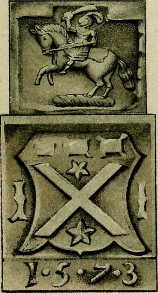 An illustration from The heraldry of the Johnstons : with notes on the different families, their arms and pedigrees, 1905, leaf 49