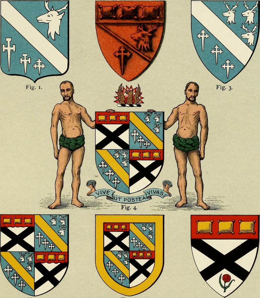 An illustration from The heraldry of the Johnstons : with notes on the different families, their arms and pedigrees, 1905, leaf 57