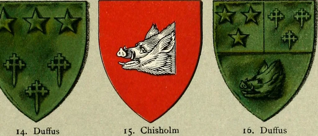 An illustration from The heraldry of the Murrays : with notes on all the males of the family, descriptions of the arms, plates and pedigrees, 1910, leaf 27