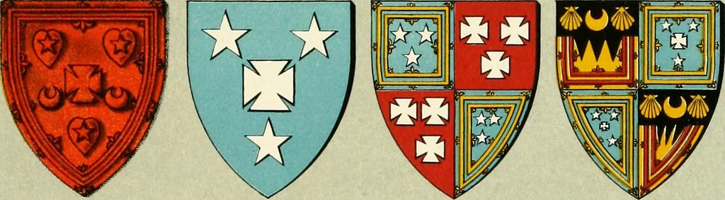 An illustration from The heraldry of the Murrays : with notes on all the males of the family, descriptions of the arms, plates and pedigrees, 1910, leaf 71