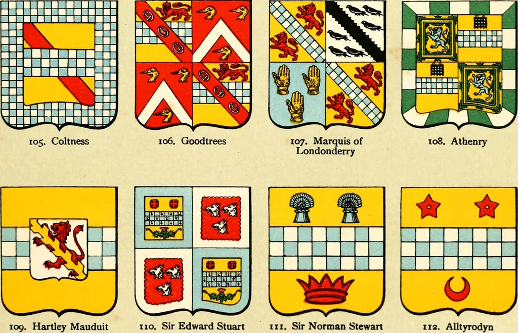 An illustration from The heraldry of the Stewarts : with notes on all the males of the family, descriptions of the arms, plates and pedigrees, 1906, leaf 107