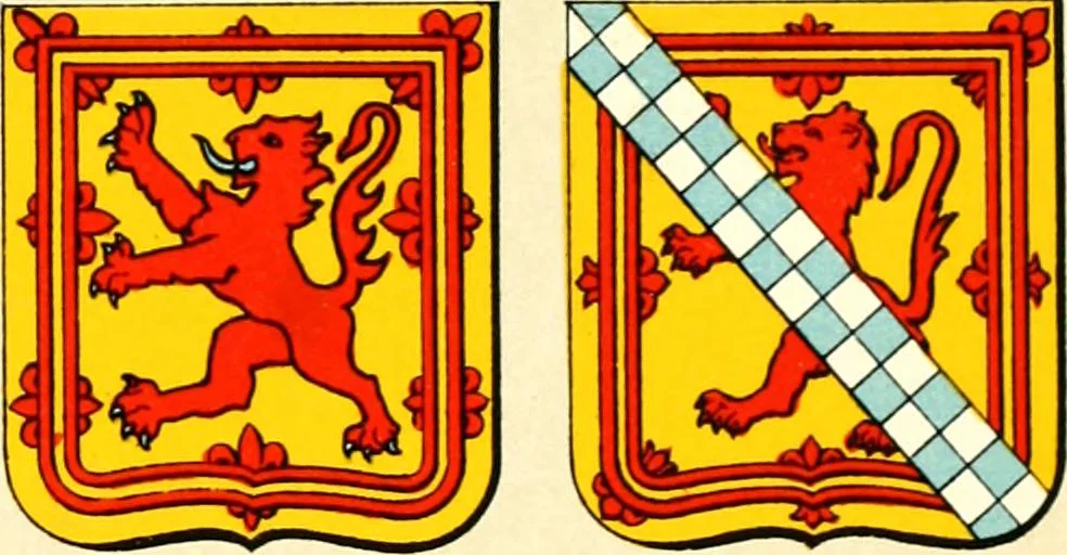 An illustration from The heraldry of the Stewarts : with notes on all the males of the family, descriptions of the arms, plates and pedigrees, 1906, leaf 37