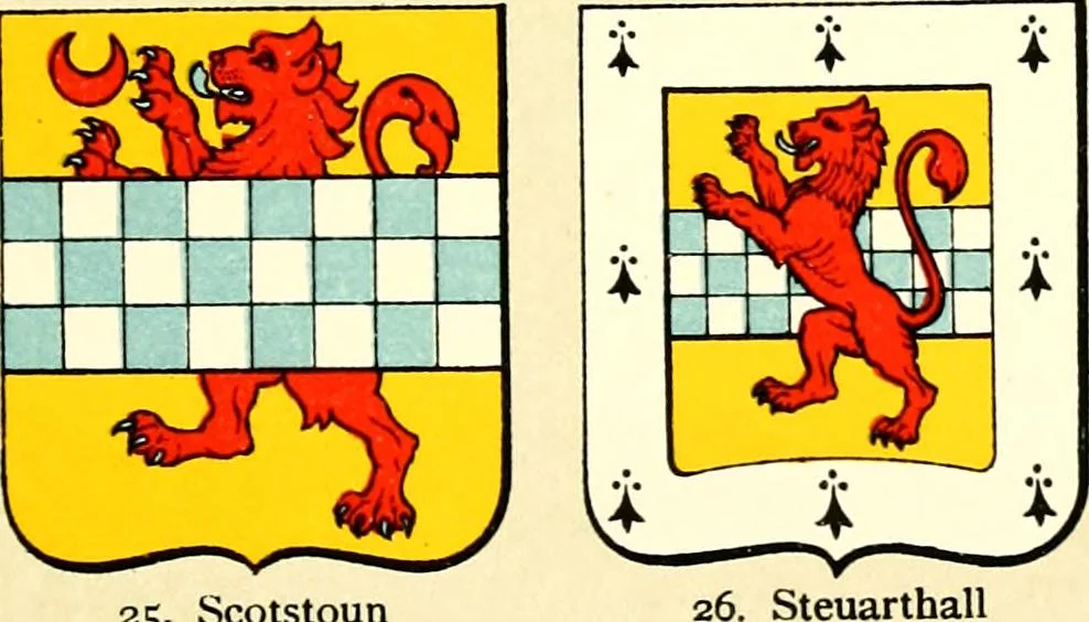 An illustration from The heraldry of the Stewarts : with notes on all the males of the family, descriptions of the arms, plates and pedigrees, 1906, leaf 47