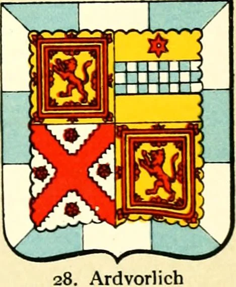 An illustration from The heraldry of the Stewarts : with notes on all the males of the family, descriptions of the arms, plates and pedigrees, 1906, leaf 47