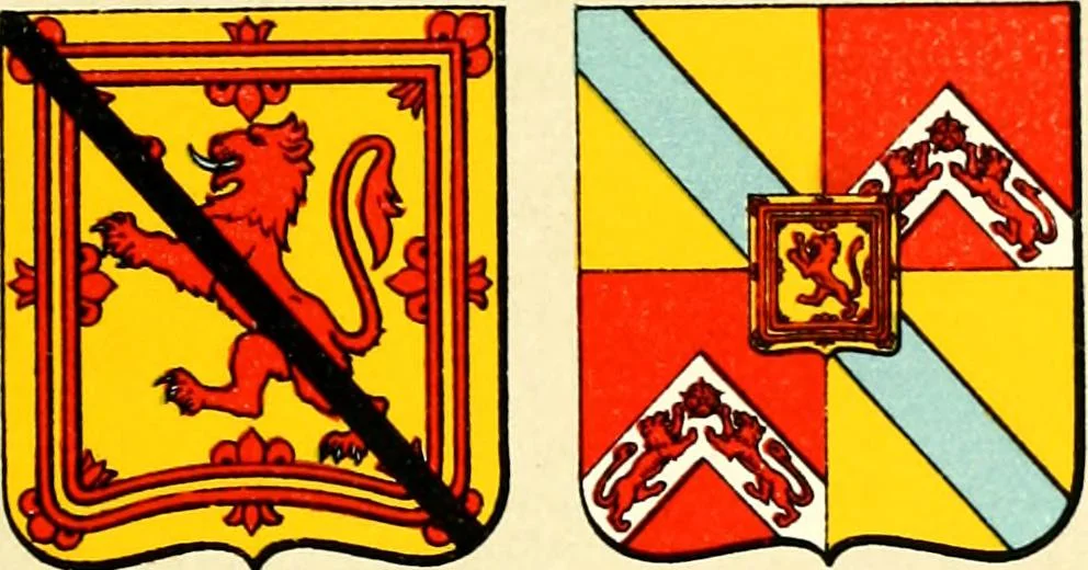 An illustration from The heraldry of the Stewarts : with notes on all the males of the family, descriptions of the arms, plates and pedigrees, 1906, leaf 47