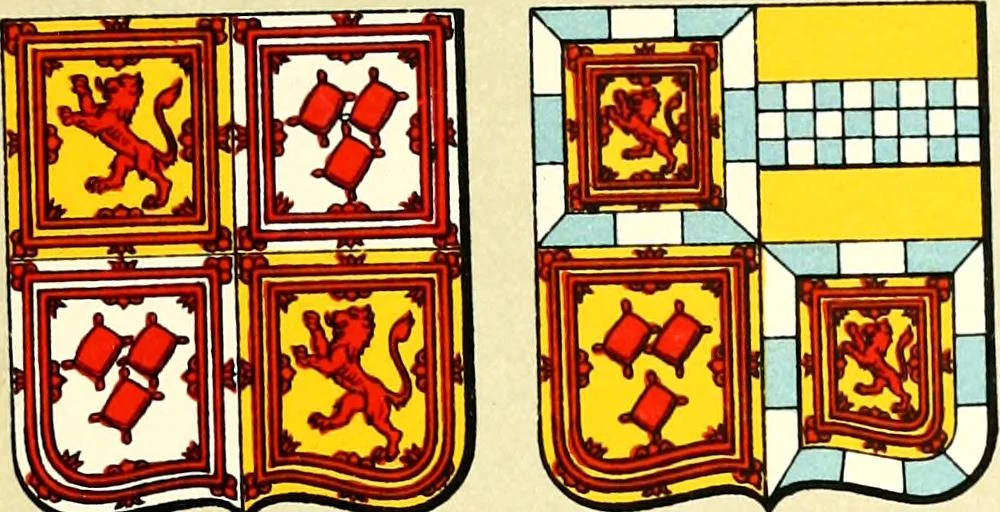 An illustration from The heraldry of the Stewarts : with notes on all the males of the family, descriptions of the arms, plates and pedigrees, 1906, leaf 55