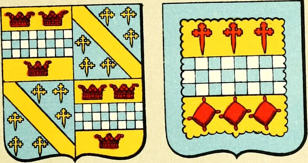 An illustration from The heraldry of the Stewarts : with notes on all the males of the family, descriptions of the arms, plates and pedigrees, 1906, leaf 55