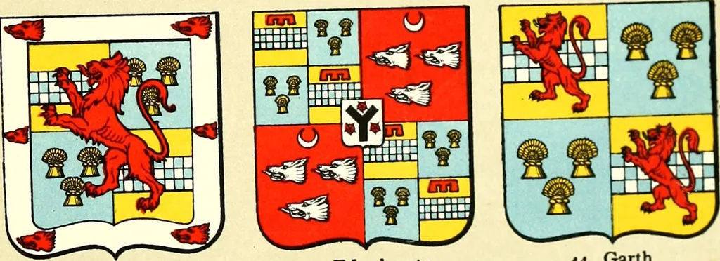 An illustration from The heraldry of the Stewarts : with notes on all the males of the family, descriptions of the arms, plates and pedigrees, 1906, leaf 55