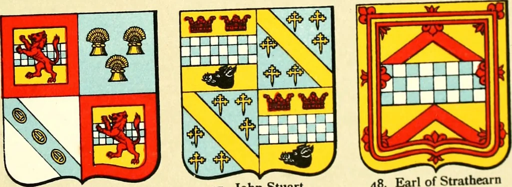 An illustration from The heraldry of the Stewarts : with notes on all the males of the family, descriptions of the arms, plates and pedigrees, 1906, leaf 55