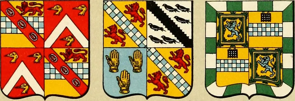 An illustration from The heraldry of the Stewarts : with notes on all the males of the family, descriptions of the arms, plates and pedigrees, 1906, leaf 101