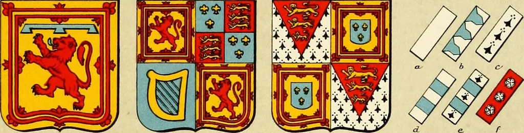 An illustration from The heraldry of the Stewarts : with notes on all the males of the family, descriptions of the arms, plates and pedigrees, 1906, leaf 33