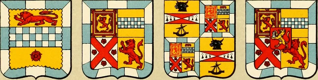 An illustration from The heraldry of the Stewarts : with notes on all the males of the family, descriptions of the arms, plates and pedigrees, 1906, leaf 43