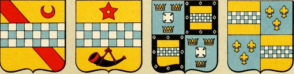 An illustration from The heraldry of the Stewarts : with notes on all the males of the family, descriptions of the arms, plates and pedigrees, 1906, leaf 63