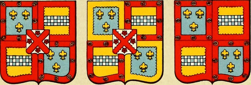 An illustration from The heraldry of the Stewarts : with notes on all the males of the family, descriptions of the arms, plates and pedigrees, 1906, leaf 77